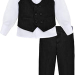 Toddler & Youth Boys 4 Piece Formal Suit Set V-Neck Vest White Dress Shirt Dress Pants and Bowtie LILAX