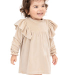 Baby velvet dress with ruffle shouders; perfect for baby girl clothes and Christmas gift ideas  