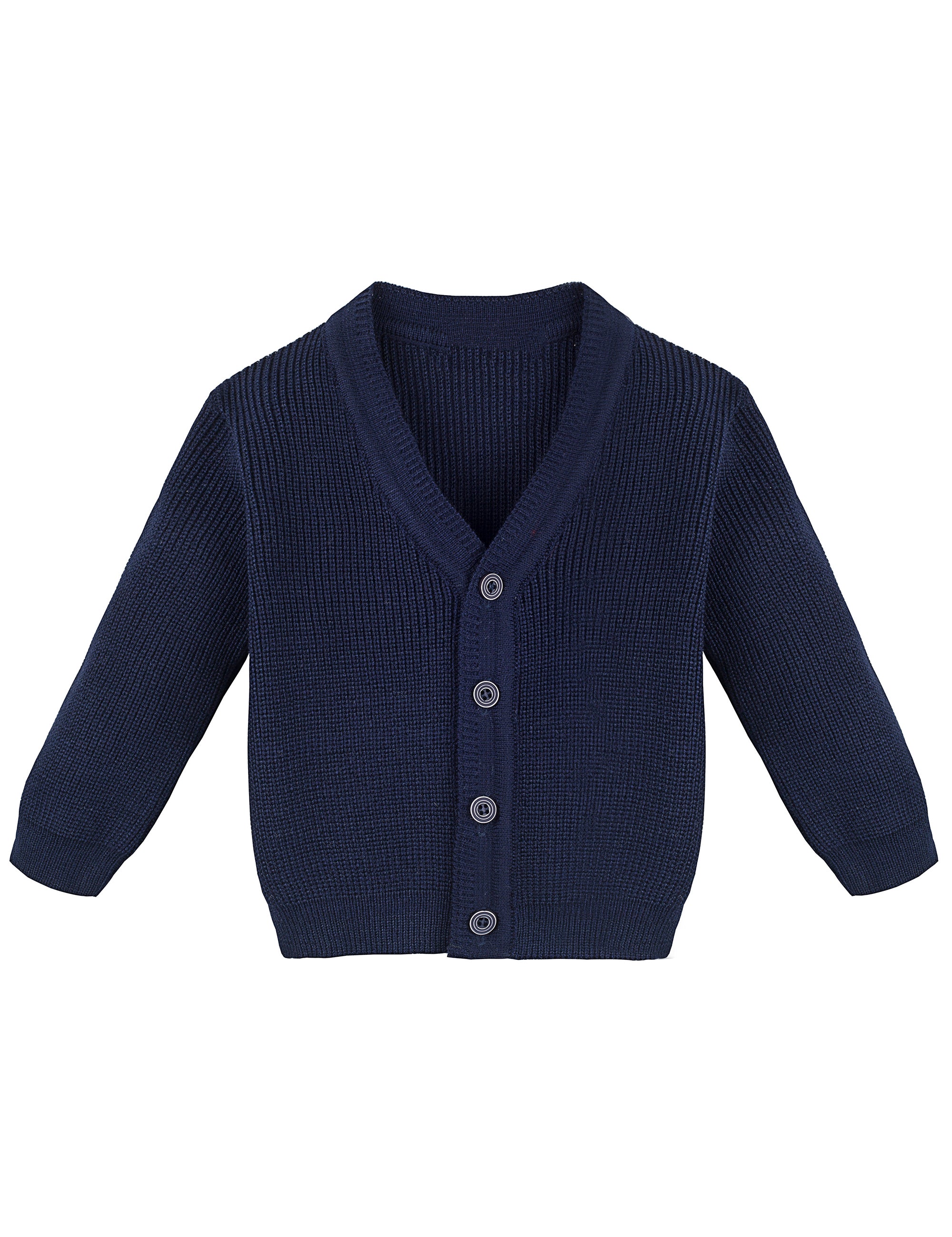 Baby boy ribbed knit v-neck cardigan with four buttons; perfect for baby boy clothes & christmas gift ideas  