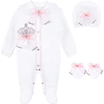 Jeweled Crown Layette Gift Set for Baby Girls: 3 Pieces LILAX