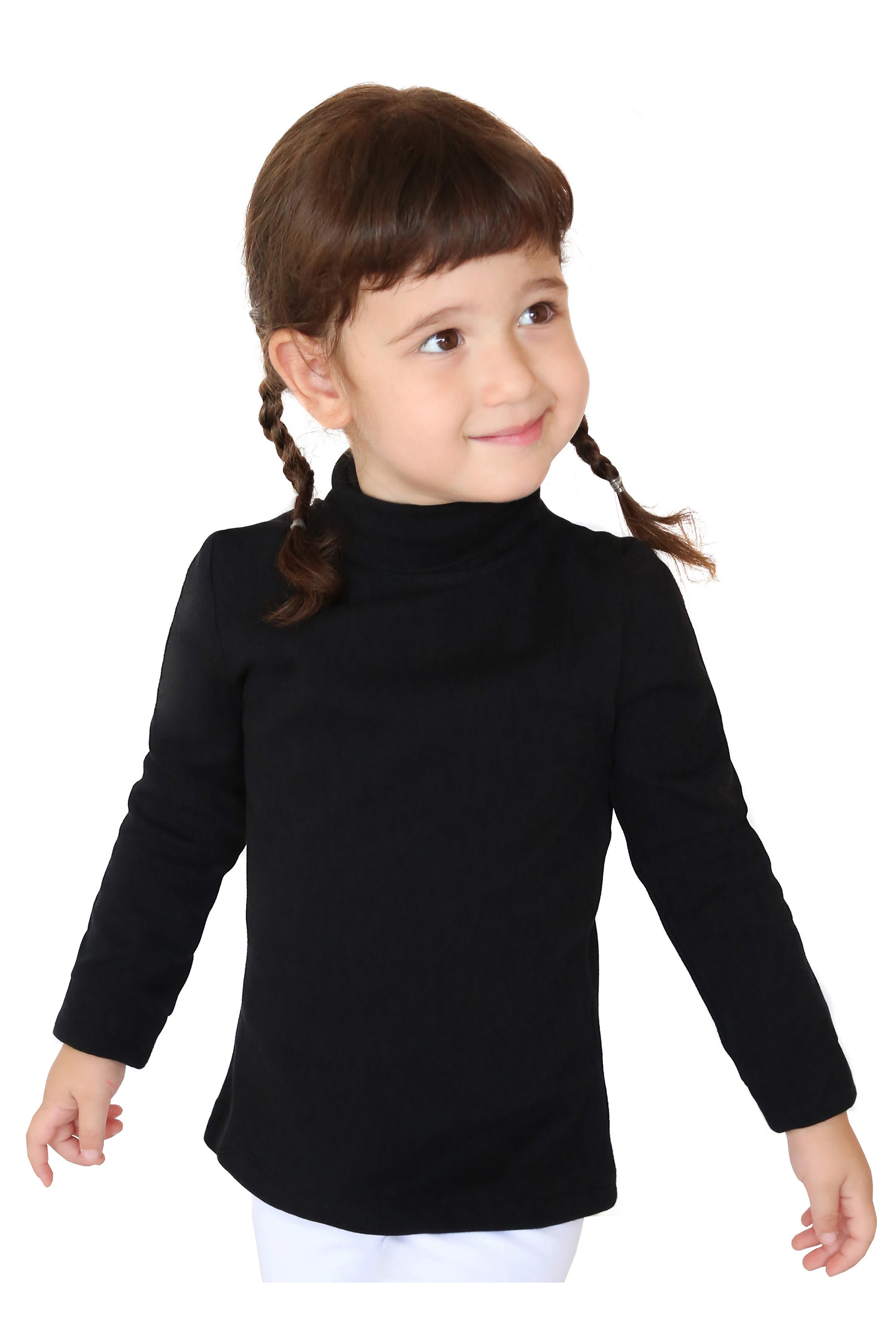 Girls' Solid Cotton Shirt Basic Long Sleeve Turtleneck T-Shirt / 5 to 8 Years LILAX