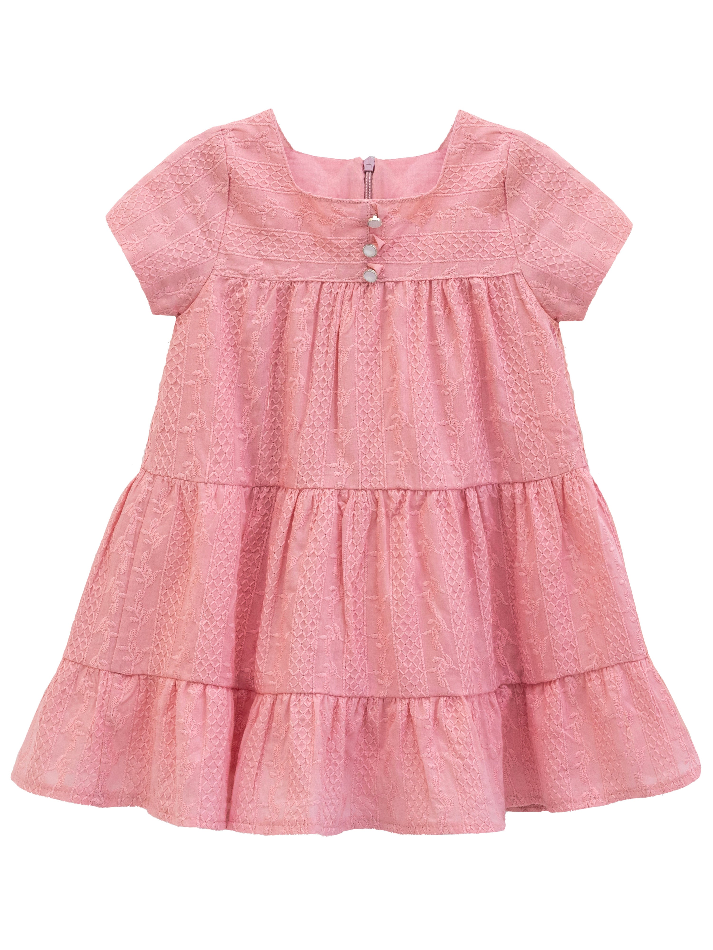 Squareneck cotton girls dress with flower embroidery; perfect for baby clothes & Christmas gift ideas 