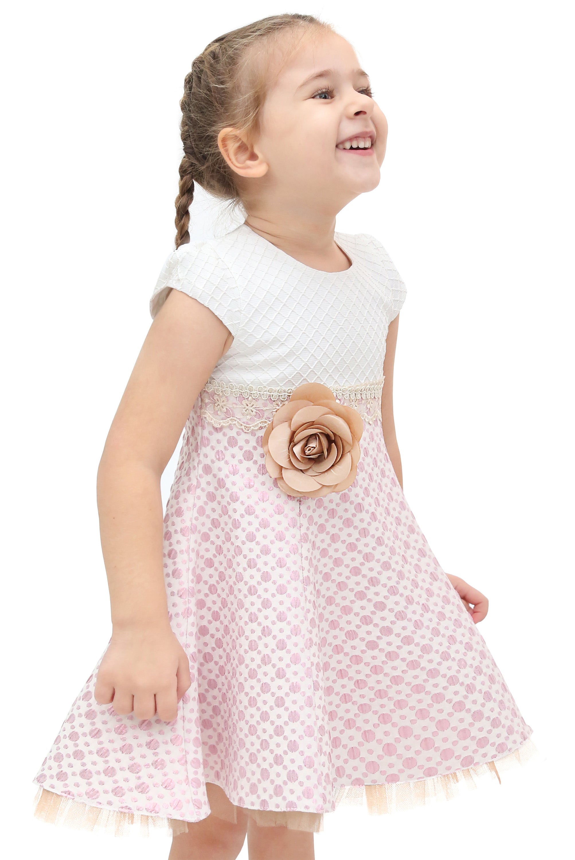 Little Girls' Sparkle Timeless Elegance Polka Dot Twirl Dress LILAX