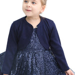 Baby Girls' Long Sleeve Knit One Button Closure Bolero Shrug