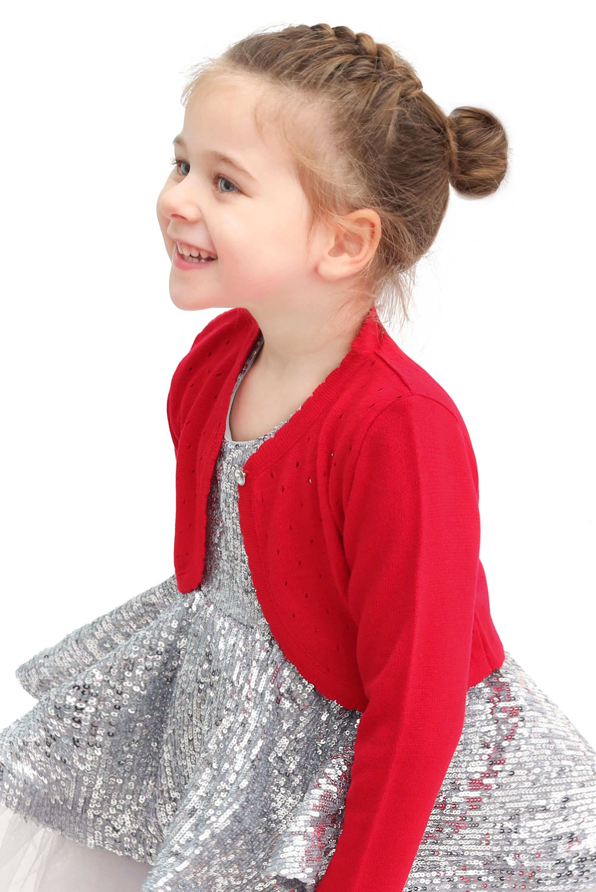 Baby girls knit long sleeve curved edged bolero shrug cardigan; perfect for christmas gift ideas