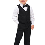 Boys 4 piece tuxedo suit with shirt, pants, vest and bow tie; perfect for baby boy clothes & christmas gift ideas  