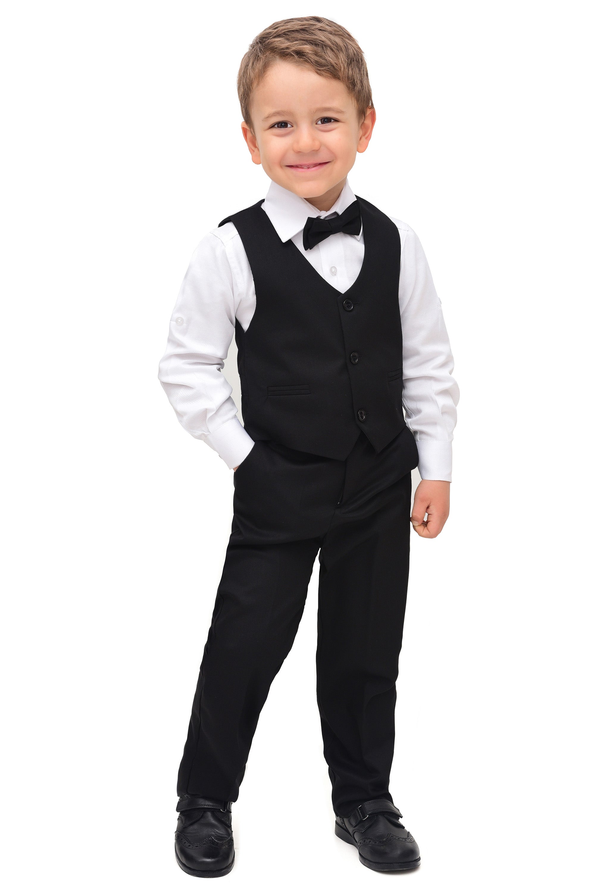 Boys Formal 4 Piece Dress Shirt Pants and Tie and Vest Suit Set LILAX