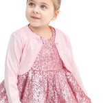 Baby girls knit long sleeve curved edged bolero shrug cardigan; perfect for christmas gift ideas