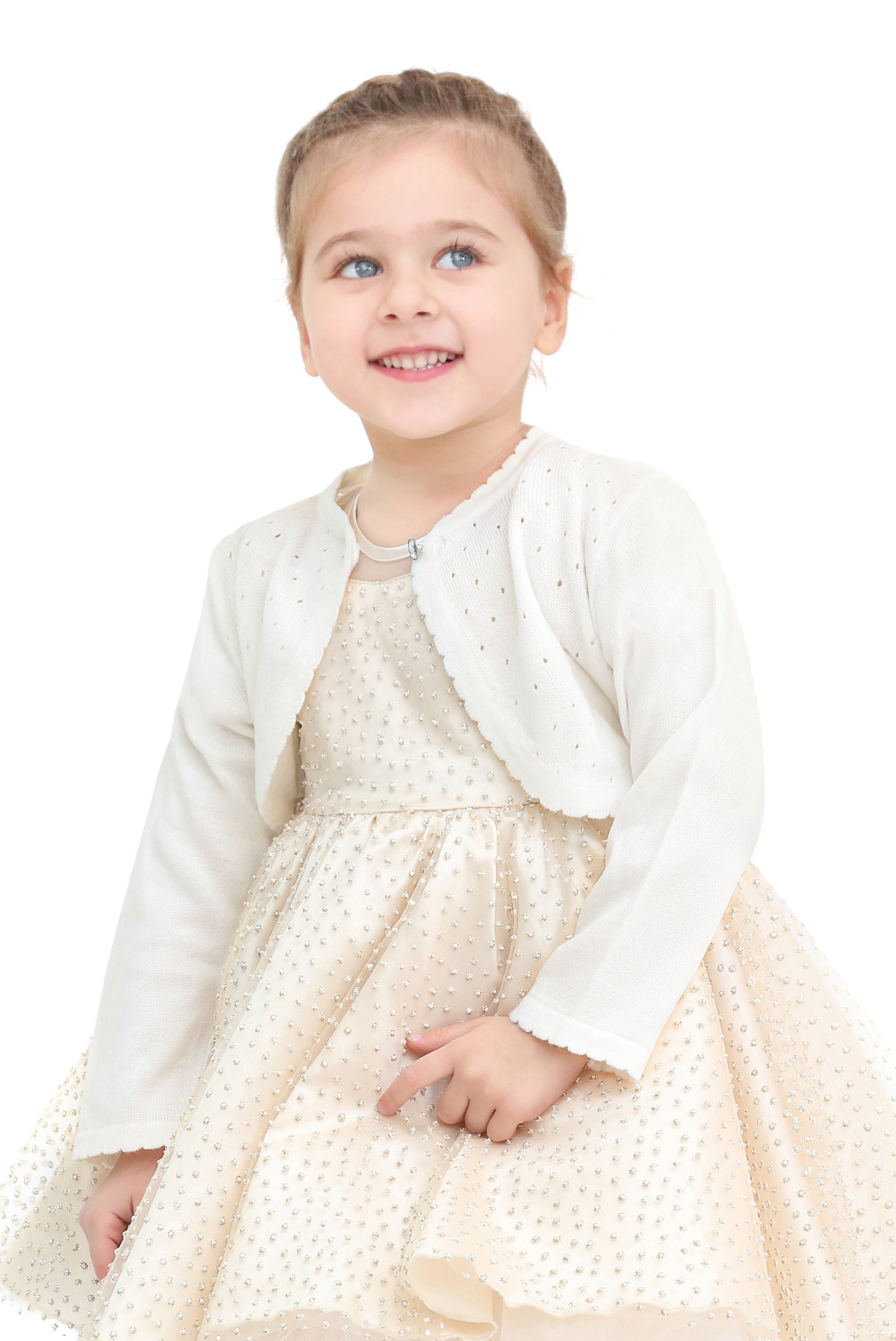 Baby Girls' Long Sleeve Knit One Button Closure Bolero Shrug