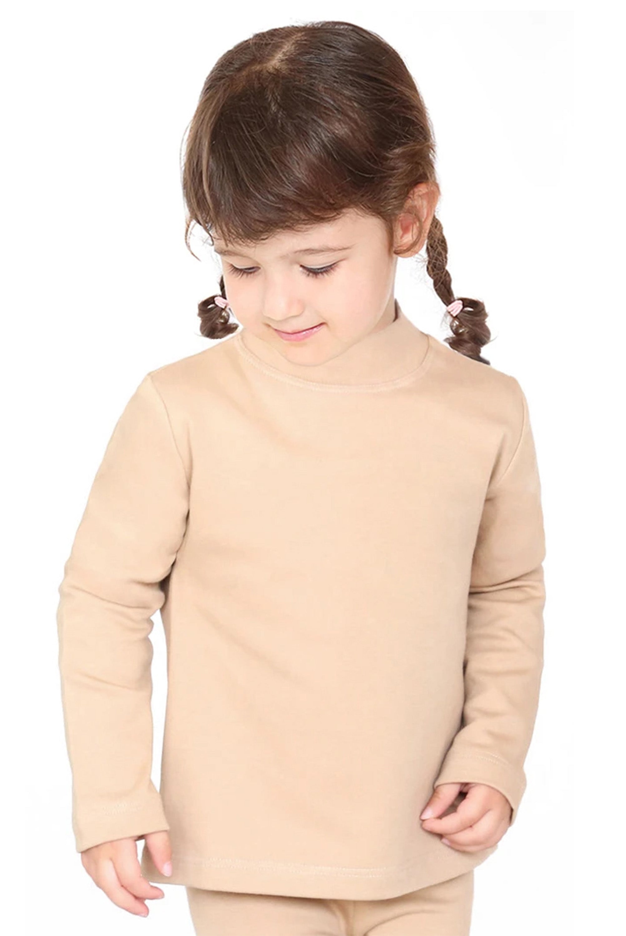 Girls' Basic Mock Turtleneck Long Sleeve Cotton Solid T-Shirt / Toddler LILAX