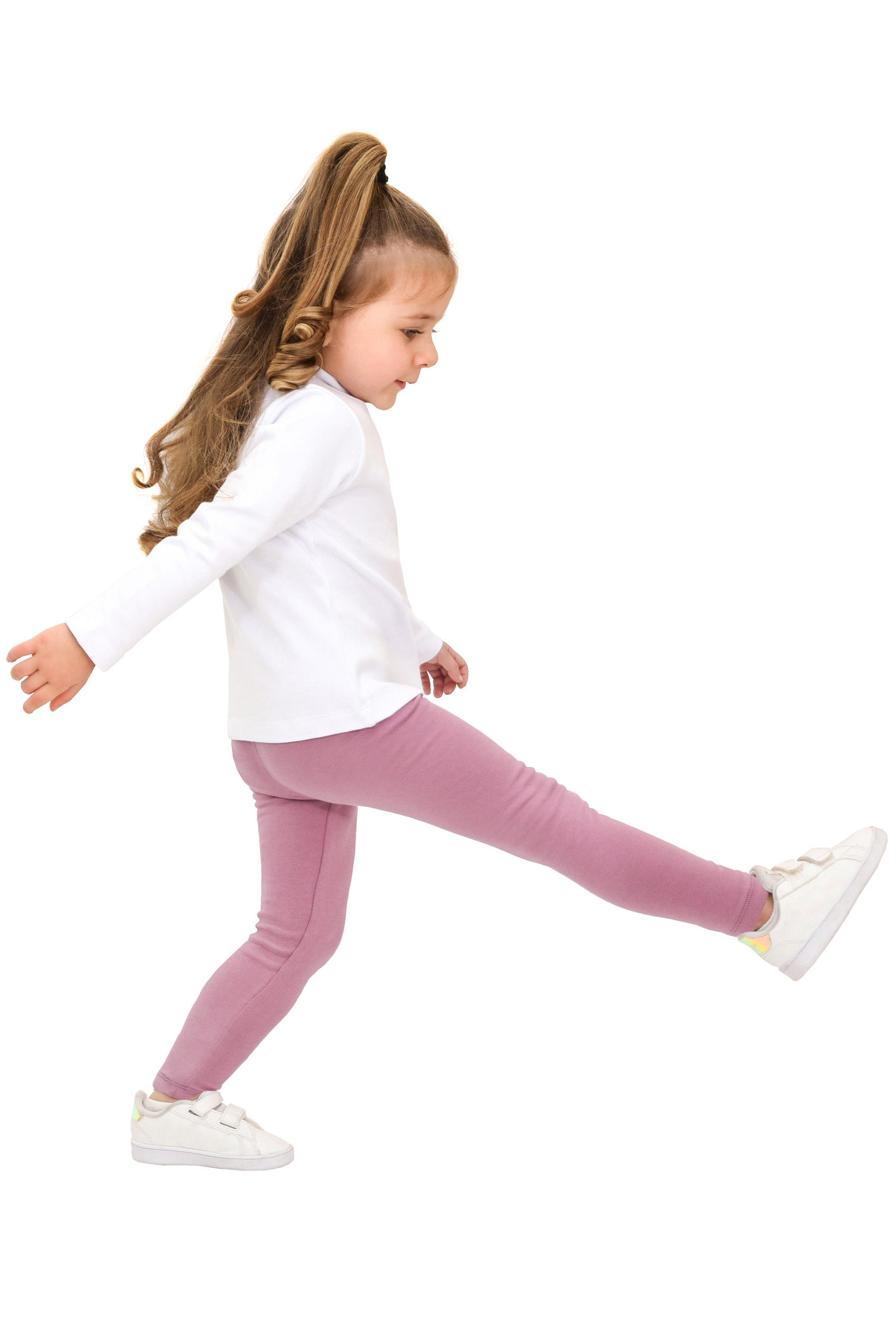 Girls' Basic Soft Leggings Solid Full Length Cotton / 9 to 12 Years LILAX