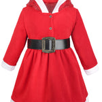 Little Girls' Santa Sparkle Hood Red Dress with Belt for Christmas LILAX