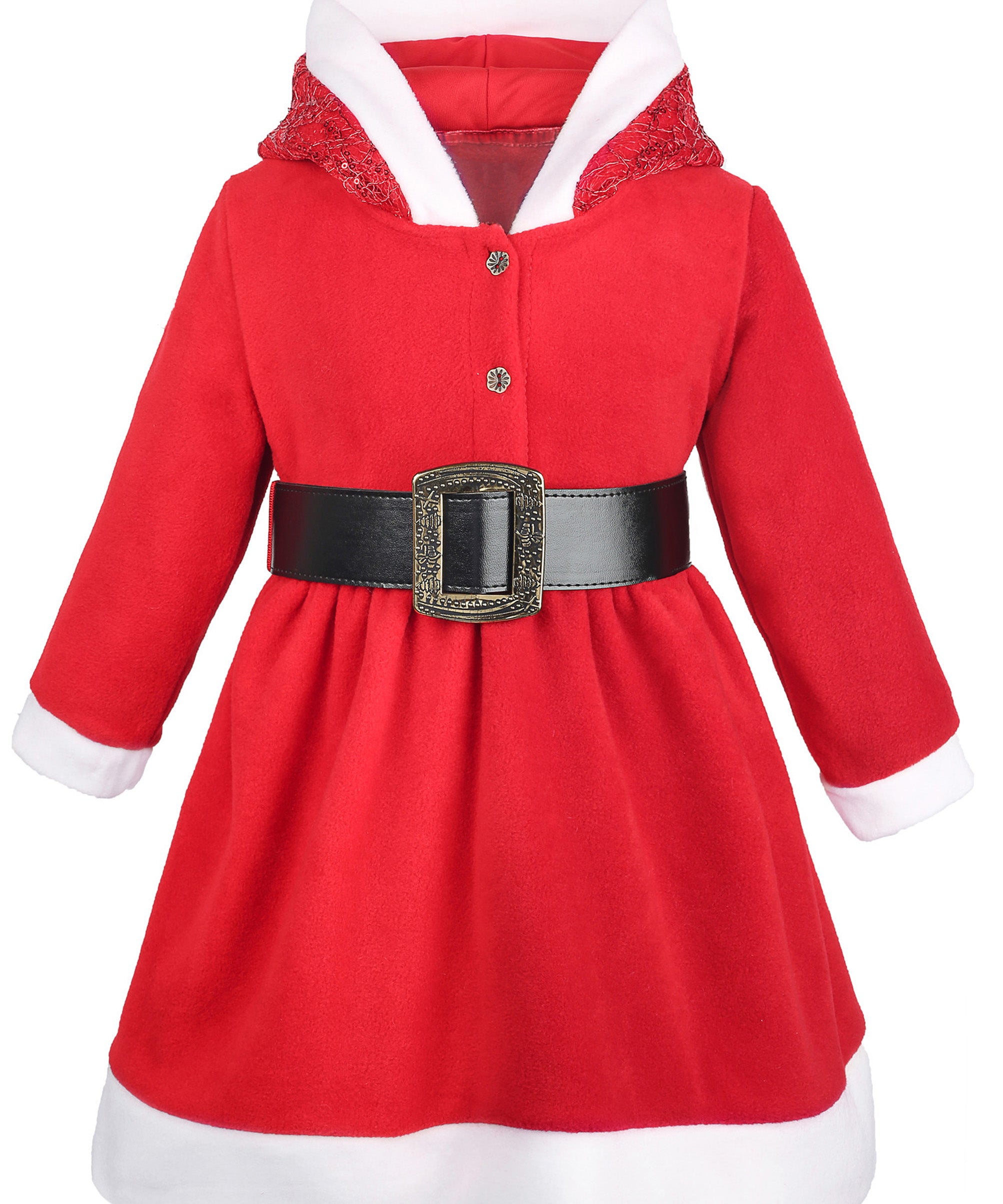 Girls santa claus dress with hat and black belt; perfect for baby girl clothes & christmas gift ideas  