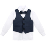 Boys' Dresswear Outfit: Formal Suit Set with 4 Pieces (Vest Pants Tie and Shirt) LILAX