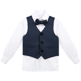 Boys' Dresswear Outfit: Formal Suit Set with 4 Pieces (Vest Pants Tie and Shirt) LILAX