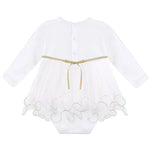 Baby girl tulle bodysuit dress with flowers at waistline; perfect for christmas gift ideas