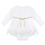 Baby girl tulle bodysuit dress with flowers at waistline; perfect for christmas gift ideas