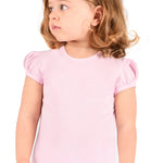 Girls' Basic Cotton T-Shirt  Short Puff Sleeve Crewneck / 5 to 7 Years LILAX