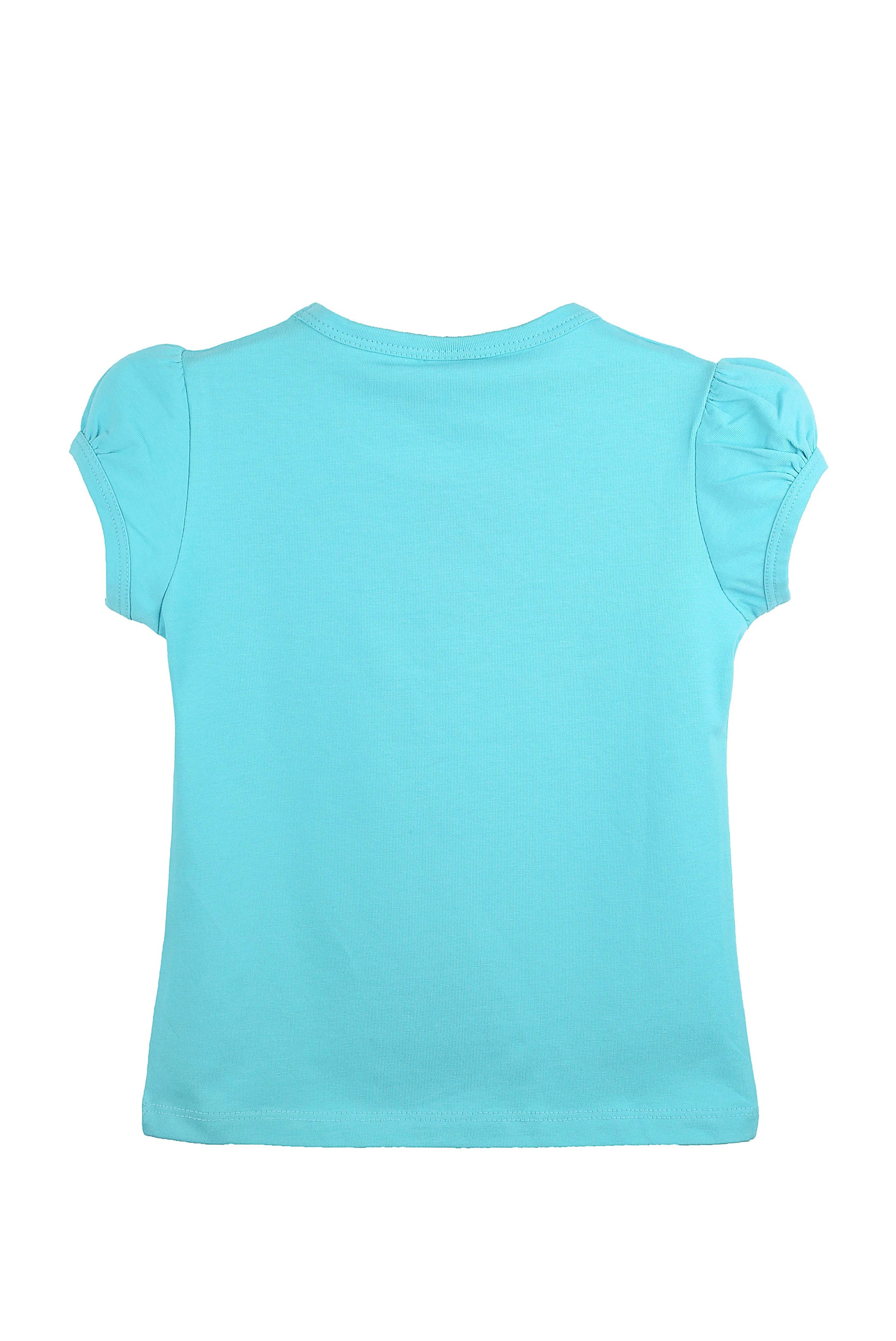 Girls' Basic Cotton T-Shirt  Short Puff Sleeve Crewneck / 5 to 7 Years LILAX