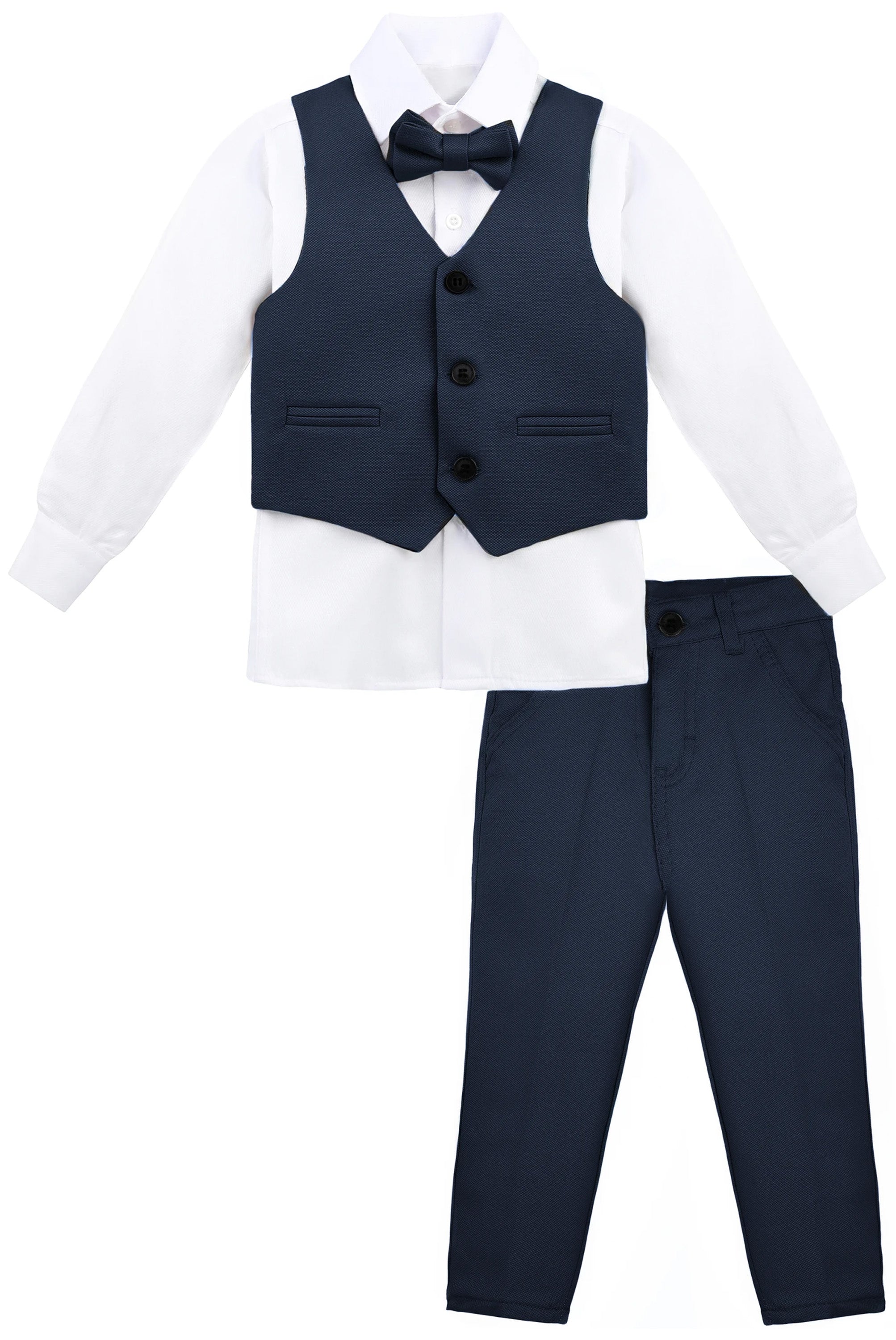 Boys' Dresswear Outfit: Formal Suit Set with 4 Pieces (Vest Pants Tie and Shirt) LILAX