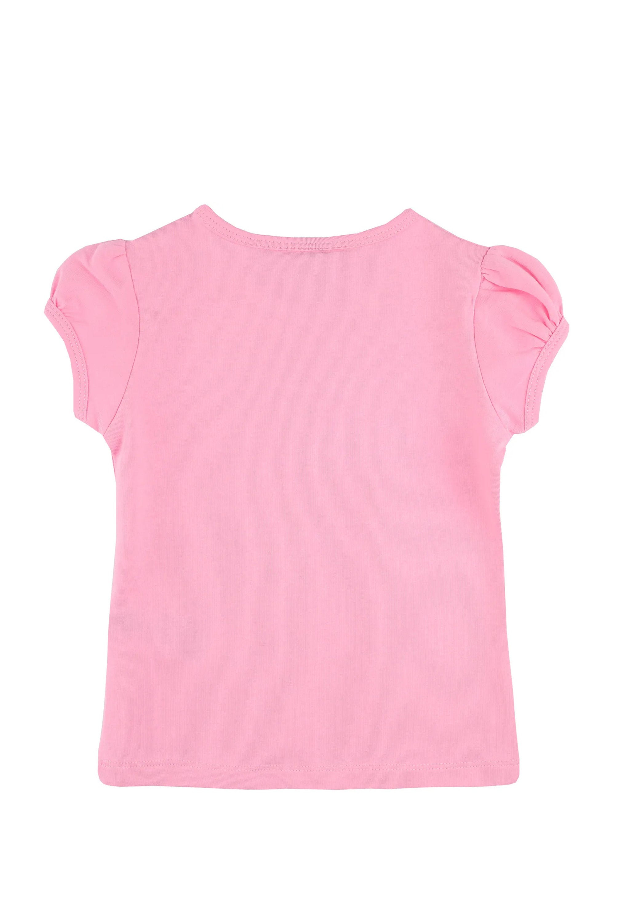 Girls' Basic Cotton T-Shirt  Short Puff Sleeve Crewneck / 5 to 7 Years LILAX