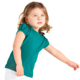 Girls' Basic Cotton T-Shirt  Short Puff Sleeve Crewneck / 5 to 7 Years LILAX