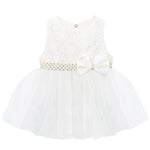 Baby girls lace tulle skirt dress with pearl belt attached and matching shoes & headband; perfect for christmas gift ideas