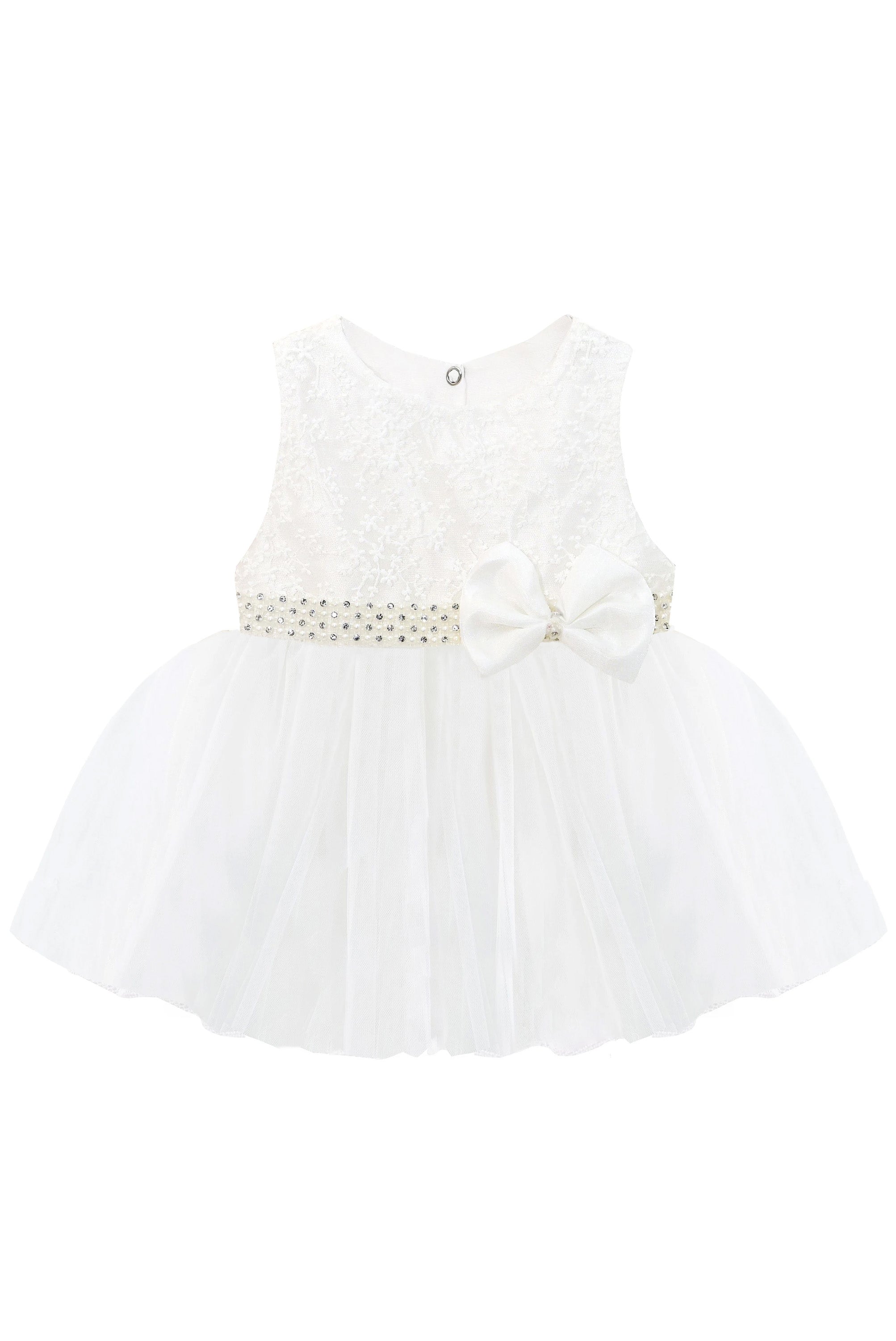 Baby girls lace tulle skirt dress with pearl belt attached and matching shoes & headband; perfect for christmas gift ideas