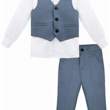 Boys' Dresswear Outfit: Formal Suit Set with 4 Pieces (Vest Pants Tie and Shirt) LILAX