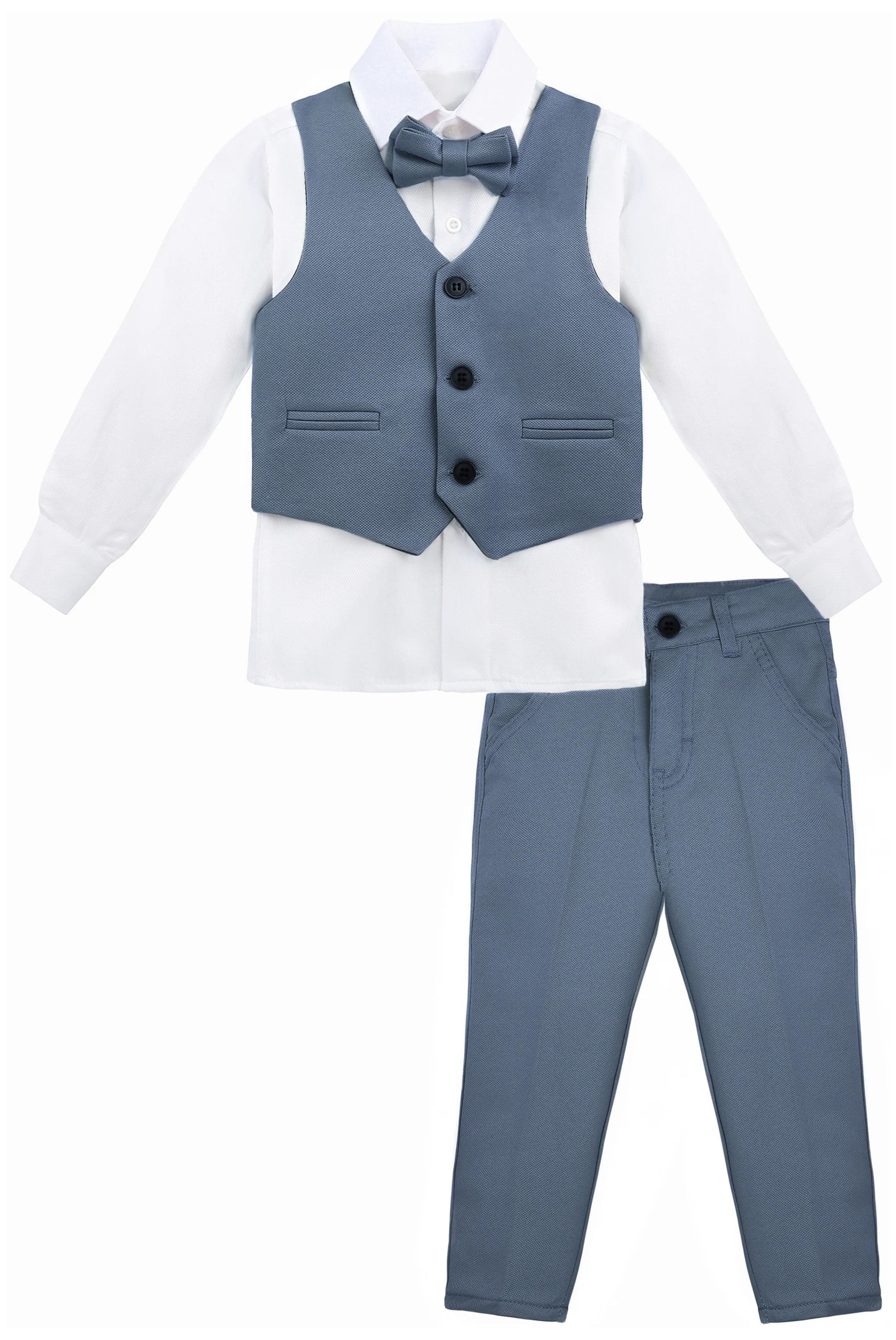 Boys' Dresswear Outfit: Formal Suit Set with 4 Pieces (Vest Pants Tie and Shirt) LILAX