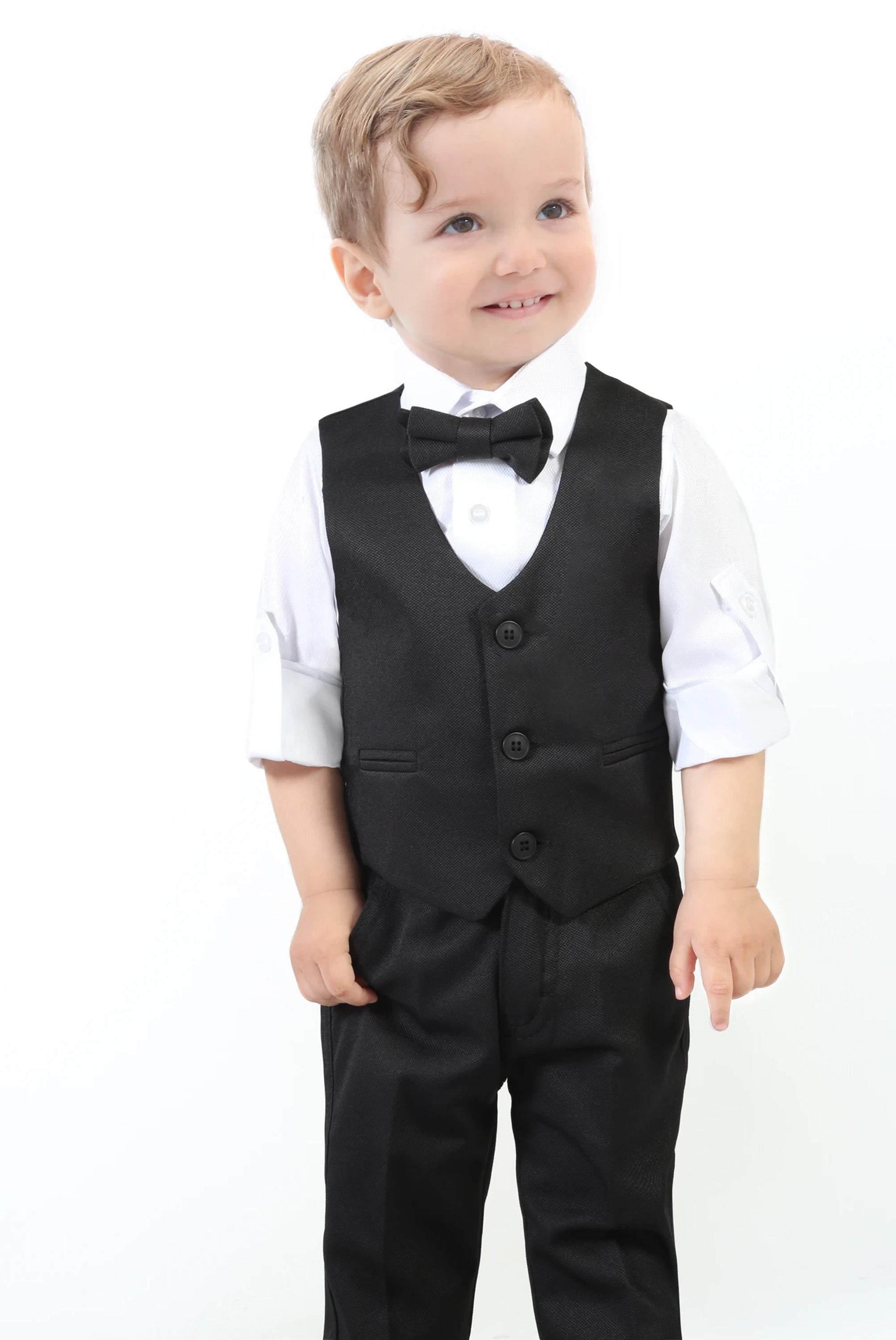 Boys' Dresswear Outfit: Formal Suit Set with 4 Pieces (Vest Pants Tie and Shirt) LILAX