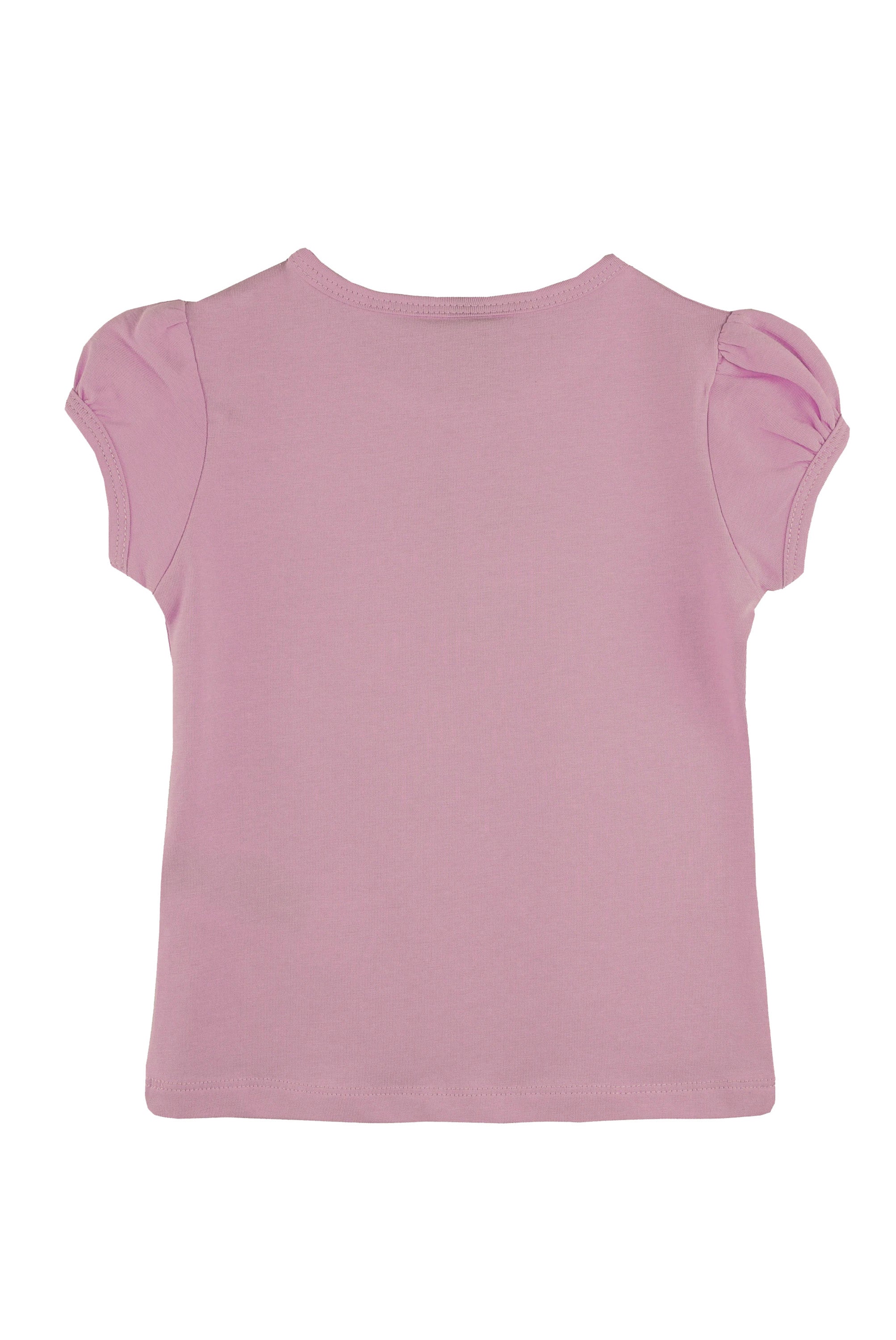 Girls' Basic Cotton T-Shirt  Short Puff Sleeve Crewneck / 5 to 7 Years LILAX