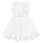 Newborn baby girl dress with lace flower details and  matching headband & shoes; for christening, baptism & Christmas gift ideas 