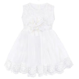 Newborn baby girl dress with lace flower details and  matching headband & shoes; for christening, baptism & Christmas gift ideas 