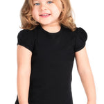 Girls cotton basic solid crewneck puff sleeve t-shirt; best for baby girl clothes & christmas gift ideas