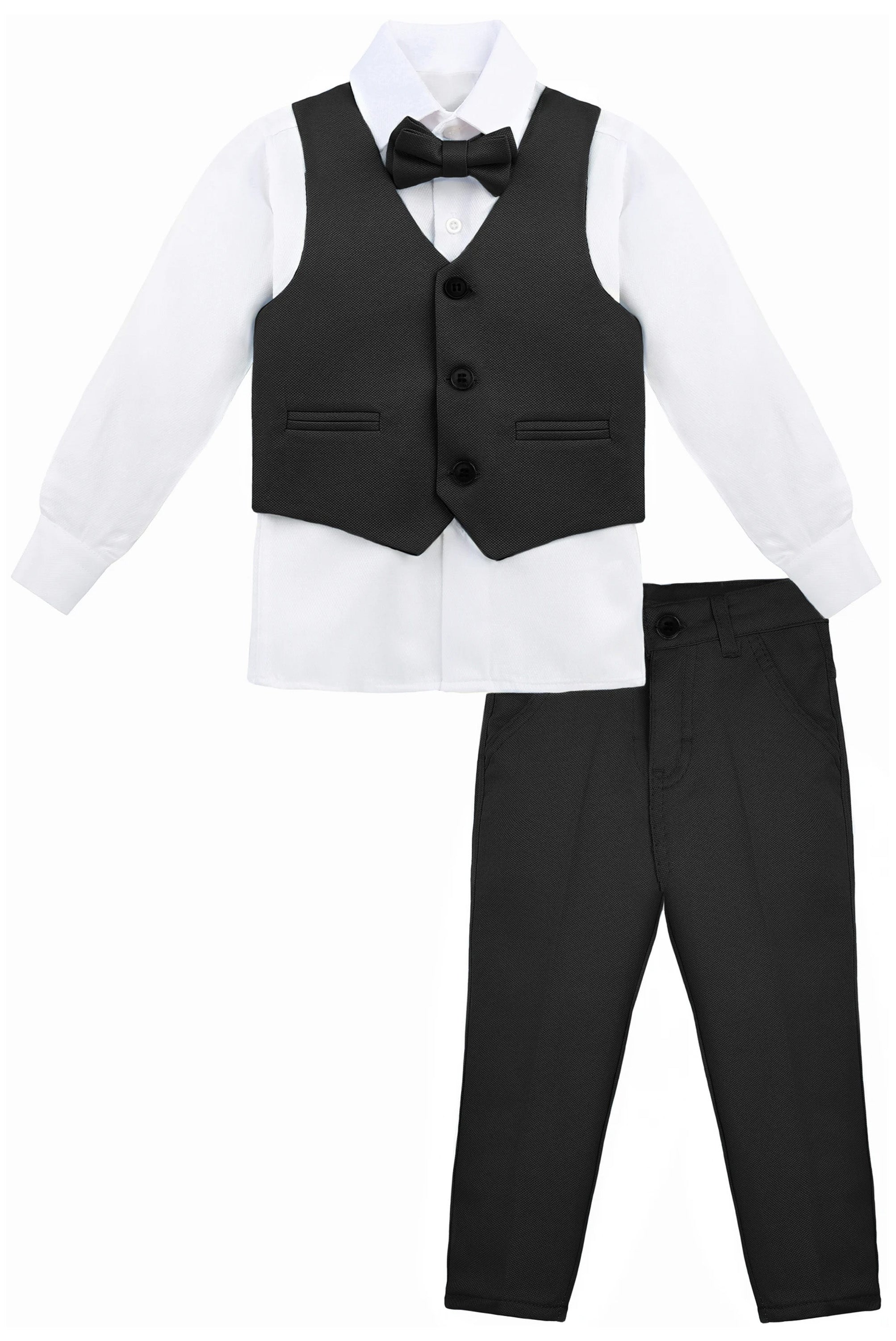 Boys' Dresswear Outfit: Formal Suit Set with 4 Pieces (Vest Pants Tie and Shirt) LILAX