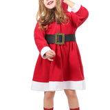 Little Girls' Santa Sparkle Hood Red Dress with Belt for Christmas LILAX