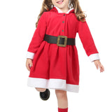 Little Girls' Santa Sparkle Hood Red Dress with Belt for Christmas LILAX