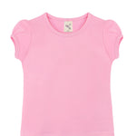 Girls' Basic Cotton T-Shirt  Short Puff Sleeve Crewneck / 5 to 7 Years LILAX