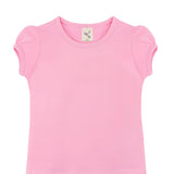 Girls' Basic Cotton T-Shirt  Short Puff Sleeve Crewneck / 5 to 7 Years LILAX