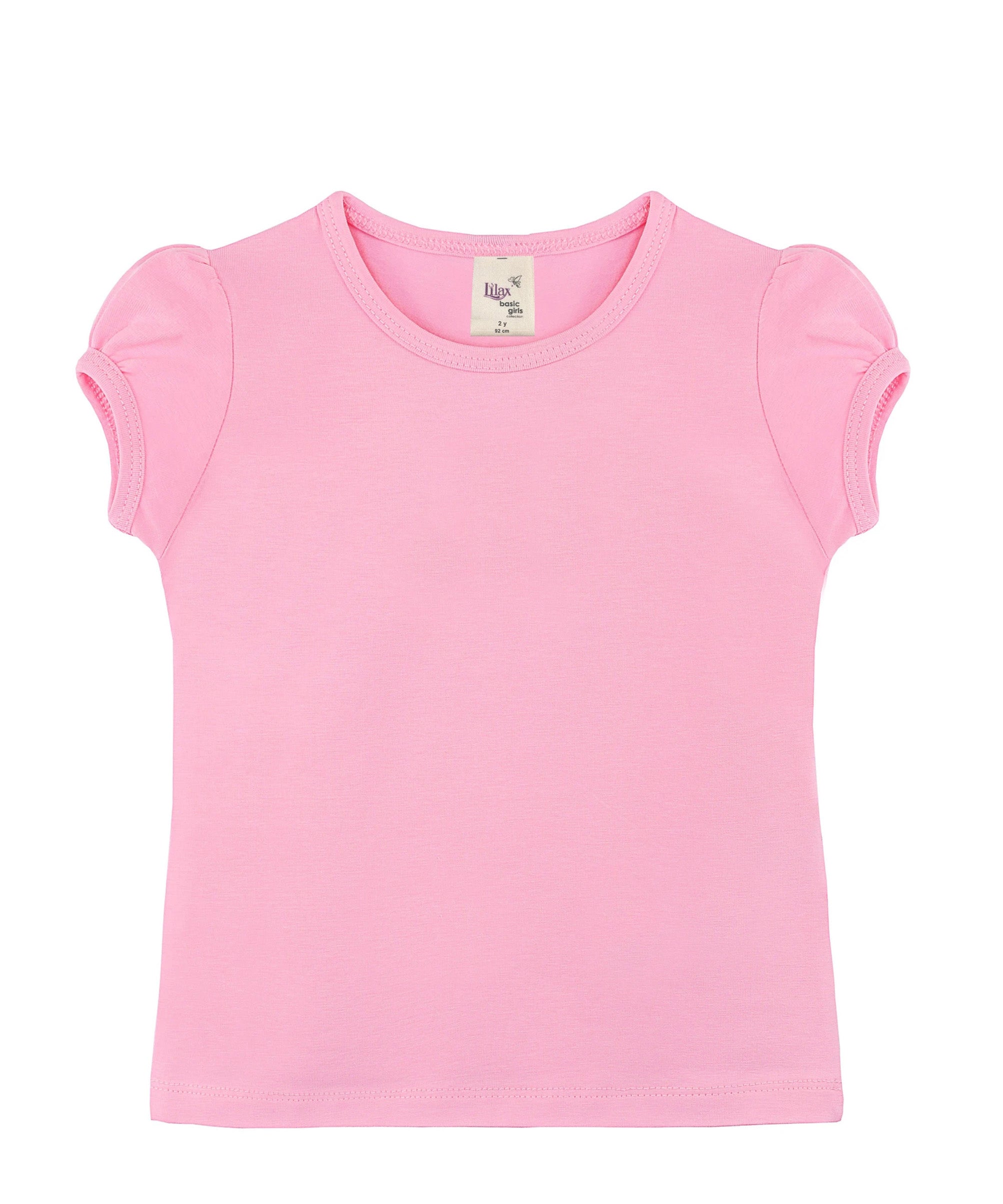 Girls cotton basic solid crewneck puff sleeve t-shirt; best for baby girl clothes & christmas gift ideas