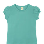 Girls' Basic Cotton T-Shirt  Short Puff Sleeve Crewneck / 5 to 7 Years LILAX