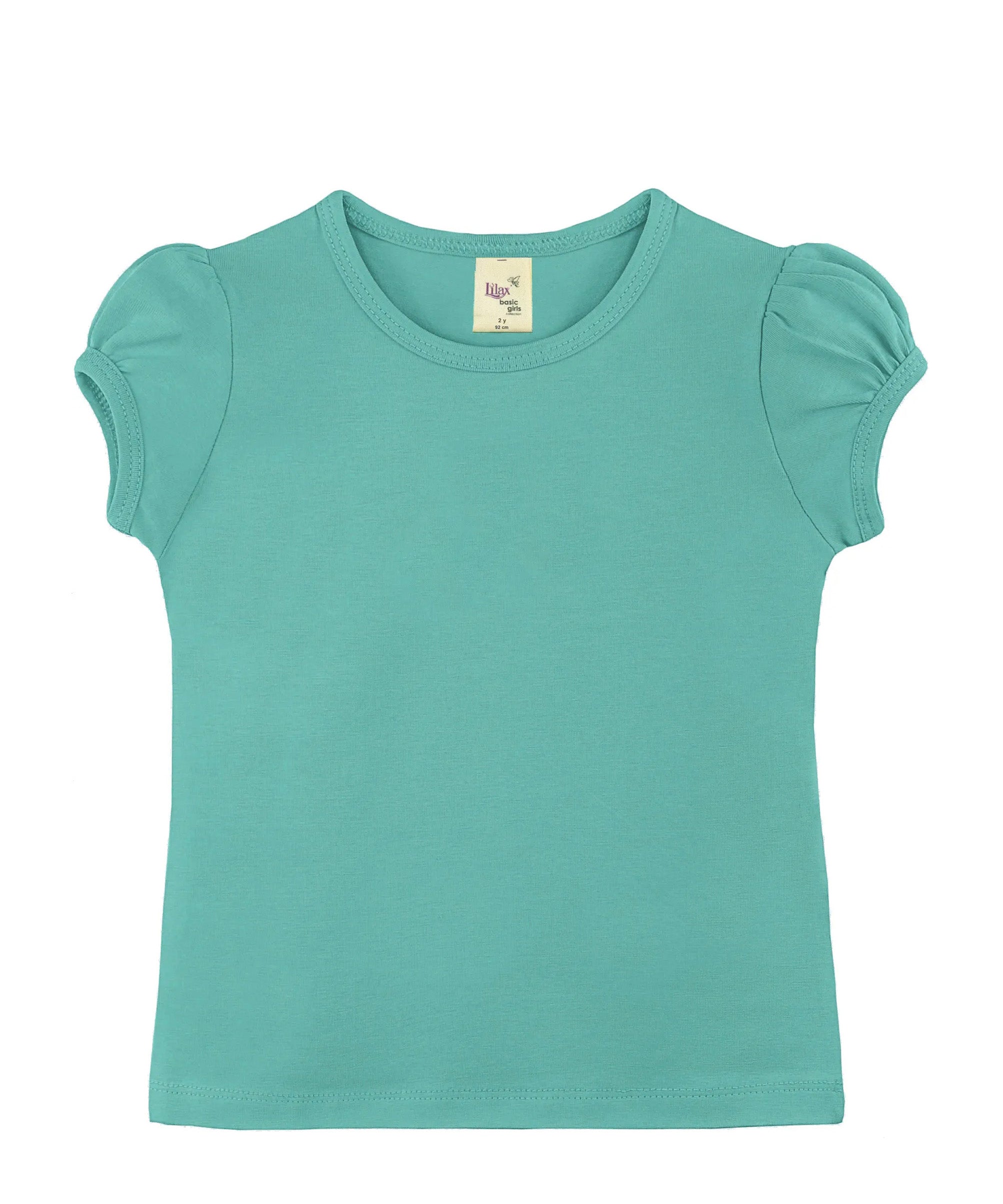 Girls cotton basic solid crewneck puff sleeve t-shirt; best for baby girl clothes & christmas gift ideas