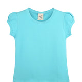 Girls' Basic Cotton T-Shirt  Short Puff Sleeve Crewneck / 5 to 7 Years LILAX