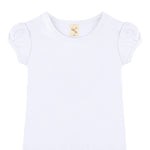 Girls cotton basic solid crewneck puff sleeve t-shirt; best for baby girl clothes & christmas gift ideas