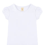 Girls' Basic Cotton T-Shirt  Short Puff Sleeve Crewneck / 5 to 7 Years LILAX