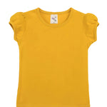 Girls cotton basic solid crewneck puff sleeve t-shirt; best for baby girl clothes & christmas gift ideas