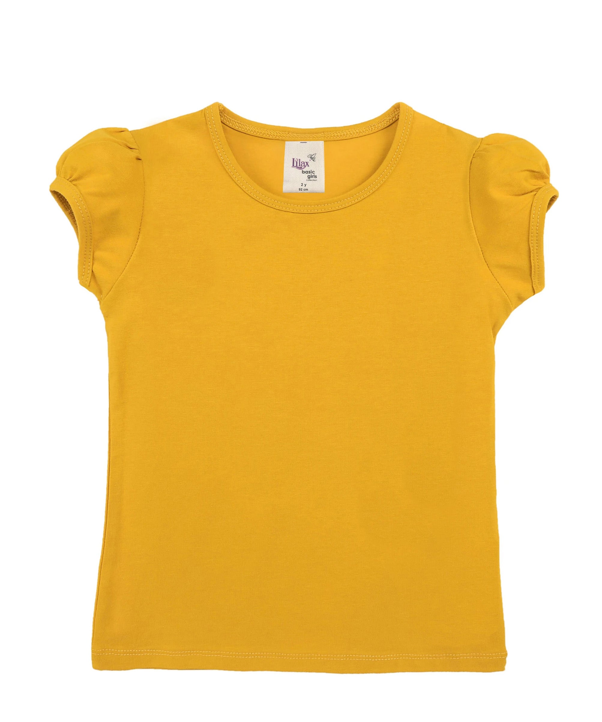 Girls cotton basic solid crewneck puff sleeve t-shirt; best for baby girl clothes & christmas gift ideas