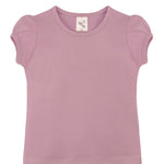 Girls' Basic Cotton T-Shirt  Short Puff Sleeve Crewneck / 5 to 7 Years LILAX