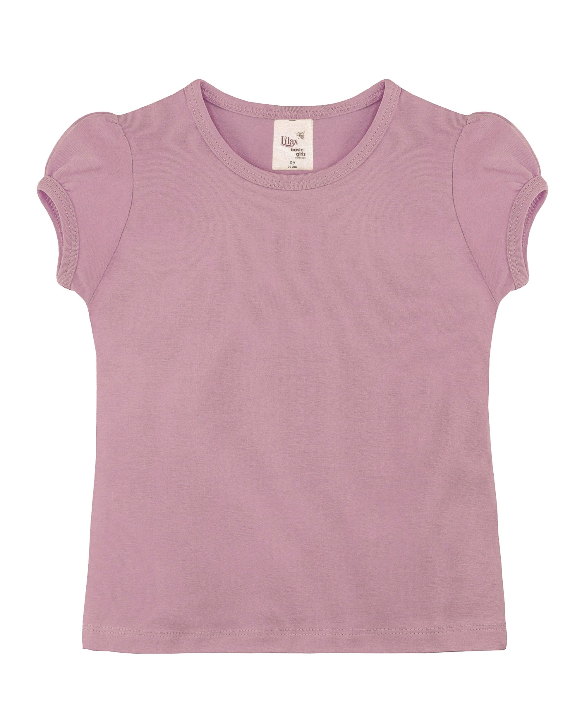 Girls cotton basic solid crewneck puff sleeve t-shirt; best for baby girl clothes & christmas gift ideas